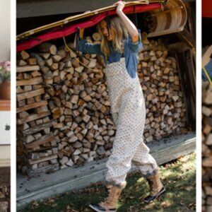 Marea Scout Overalls - XS/S - Ivory/Blue - Bridseye